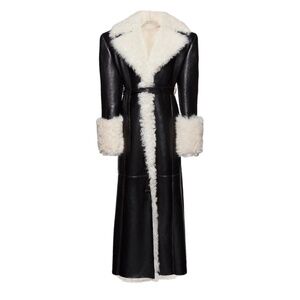 Magda Butrym Black Belted Shearling Coat